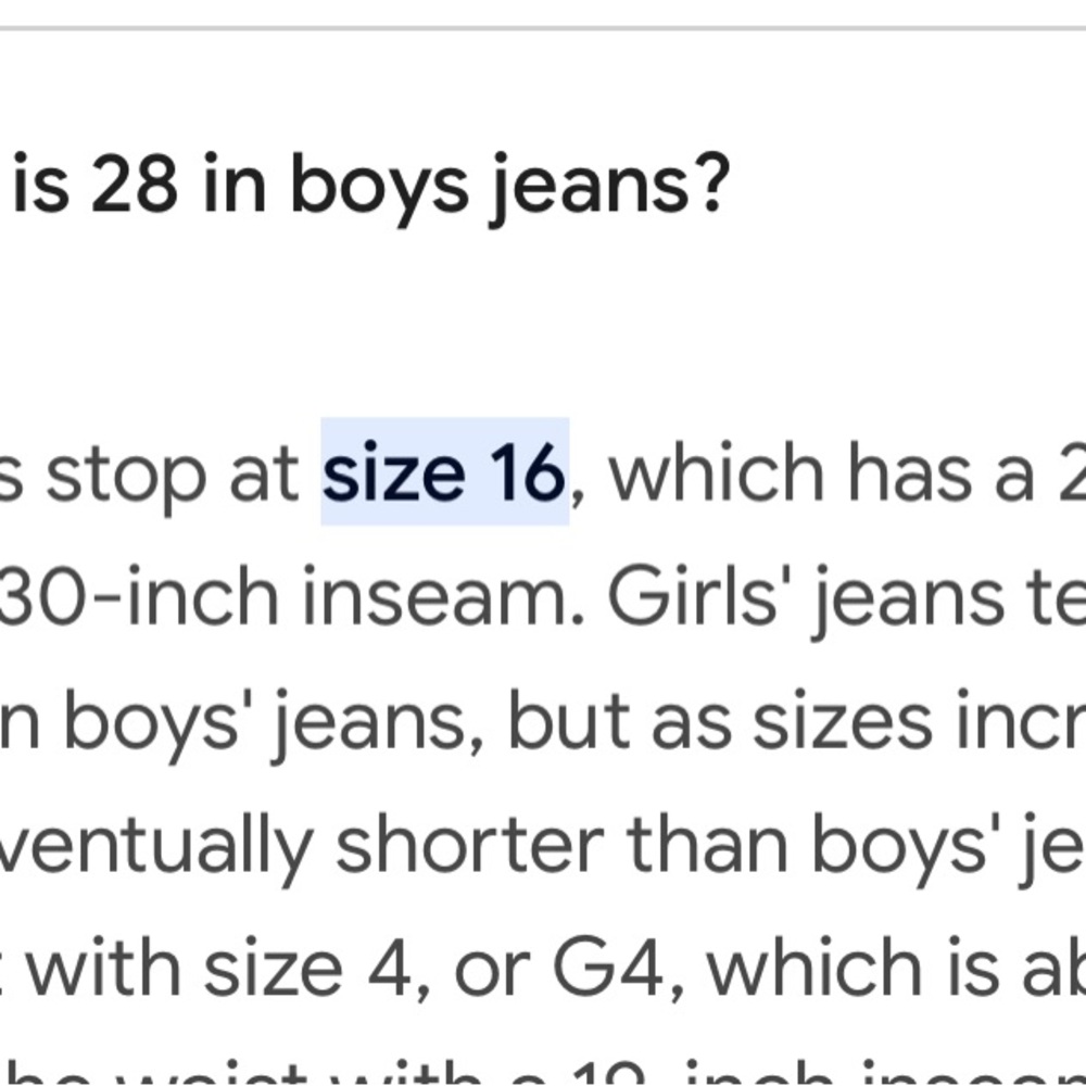 FYI size charts
